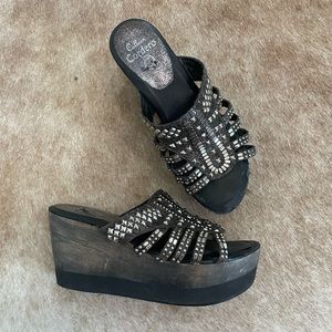Calleen Cordero Silver Studded Wedges